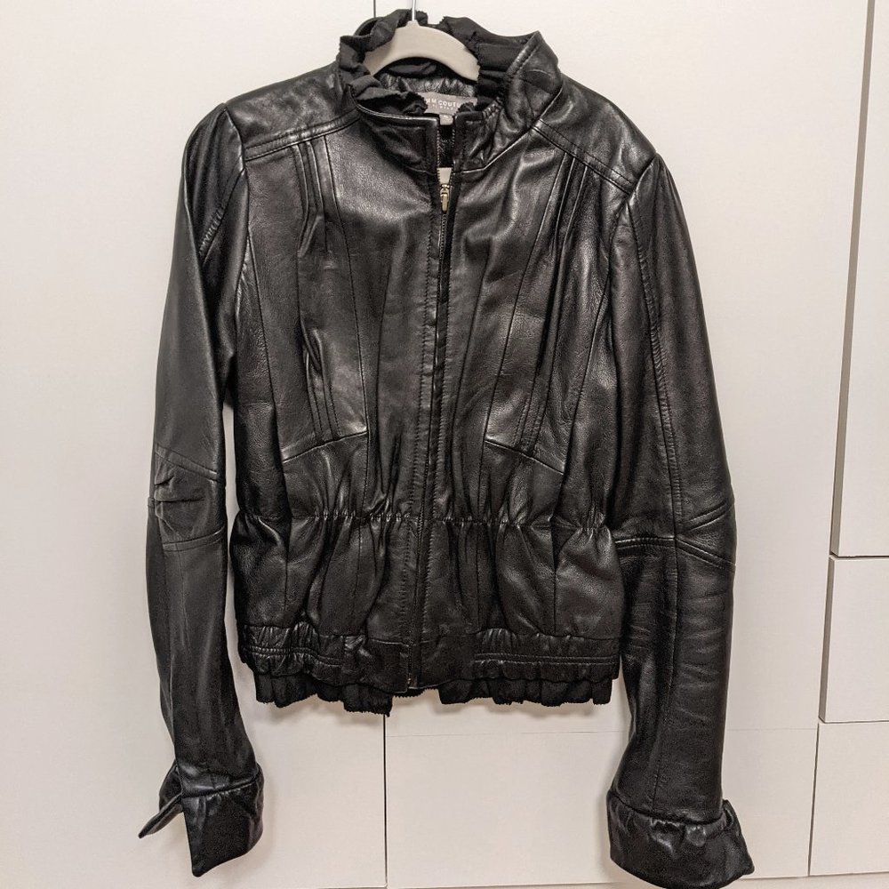 MM Couture Ruffled Leather Jacket